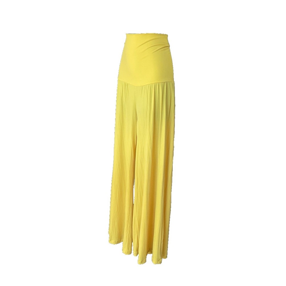 Julia‎ Yellow High Waisted Wide Leg Comfy Light Weight Palazzo Trousers